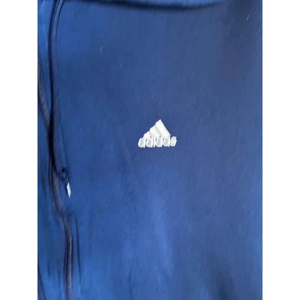 Adidas Vintage Navy Orange Full Zip‎ Hoodie Track Jacket XL Three Stripe Y2K